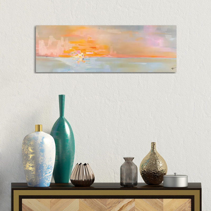 Sunset II by Meredith Steele - Wrapped Canvas Panoramic Painting, 30.48 cm H x 91.44 cm W x 1.91 cm D