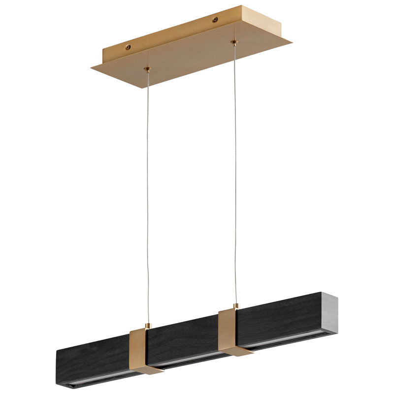 Luminaire suspendu linéaire à 1 lumière pour îlot de cuisine Nubell, H 5,25 po x l 24 po x P 2,1 po, Chêne noir