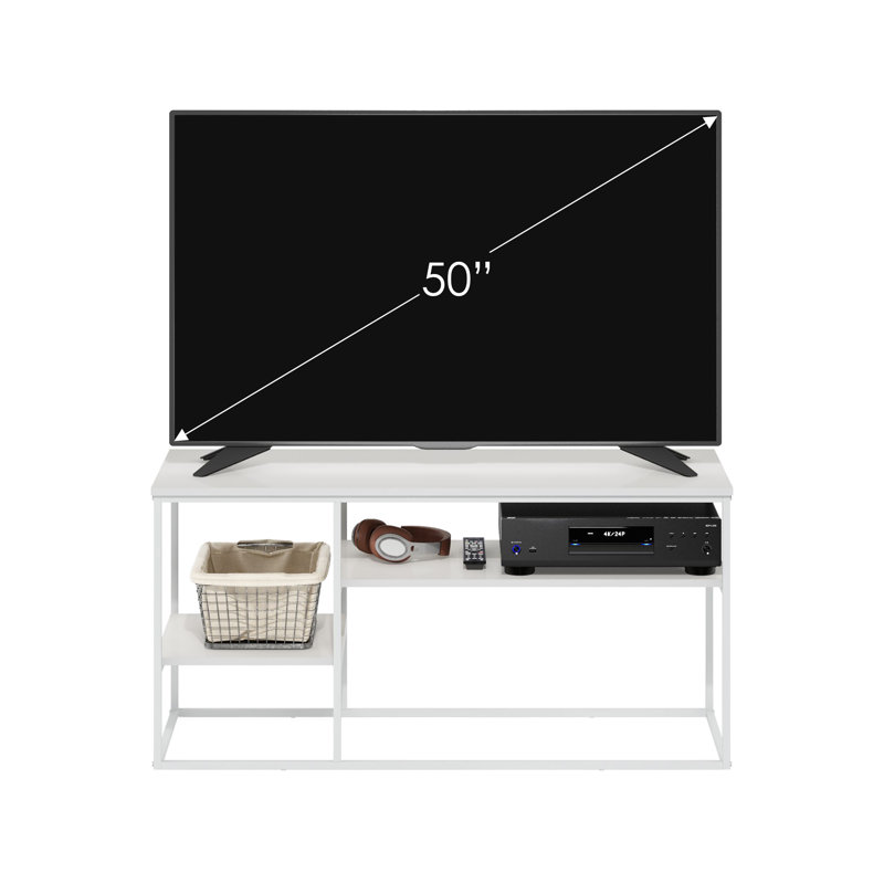 TV Stand for TVs, Blanc, 21.9" H x 45" W x 15" D