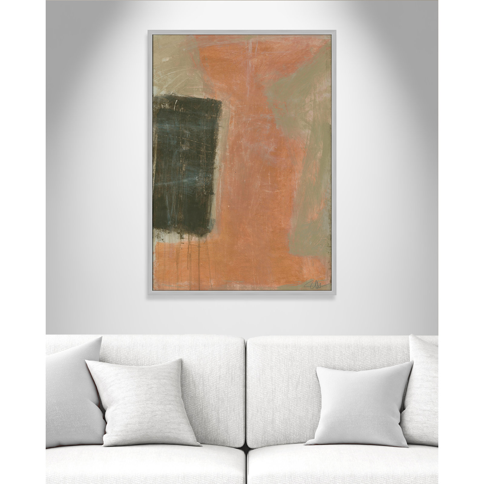 Anali "Autumn Sandbox" Painting, Matte Silver, 41.5" H x 29.5" W x 0.75" D