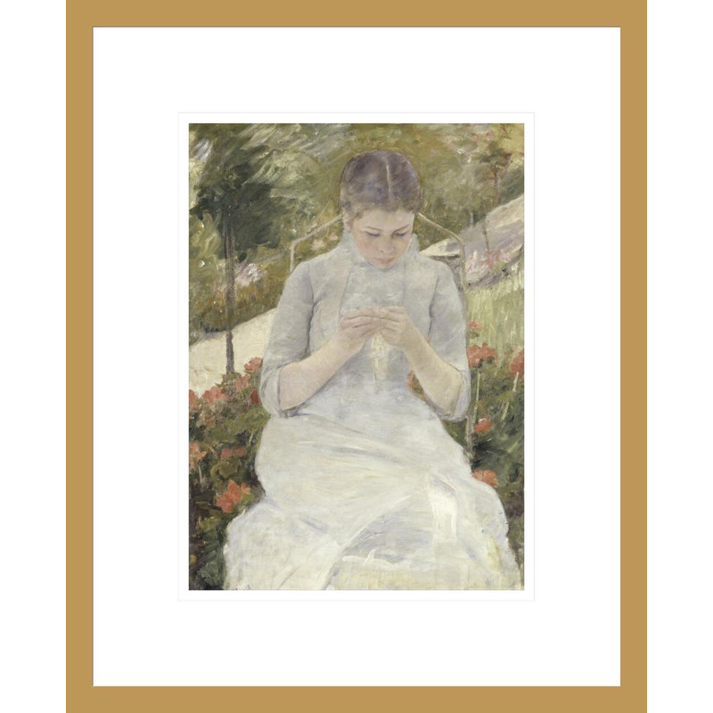 «Girl in the Garden» par Mary Cassatt, impression giclée sur cadre, H 16,75 po x l 13,64 po