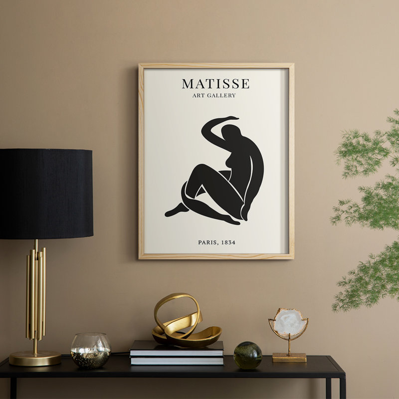 Matisse LXV, reproduction d'art encadrée - bois massif, H 15 po x l 12 po