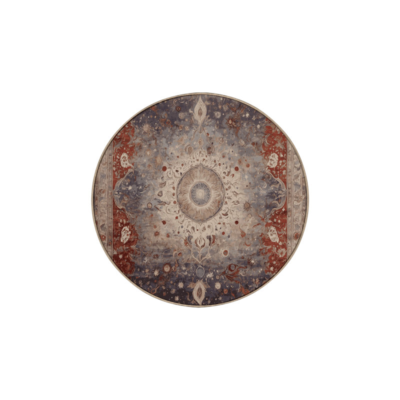 Machine Washable Brown Area Rug, Round 3'