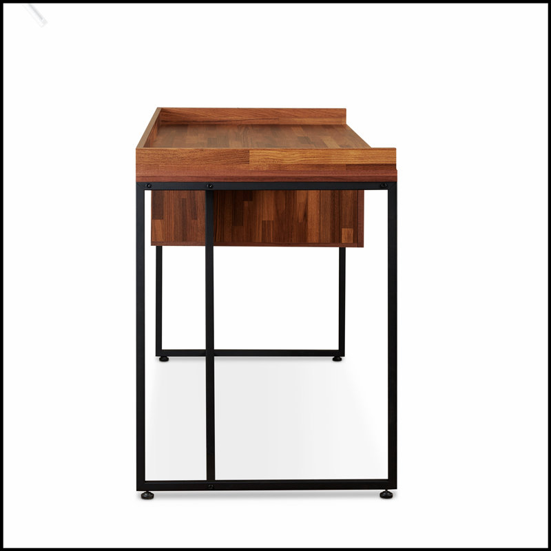 Bureau d'écriture à finition noire noyer et sable avec plateau spacieux et tiroir pratique Sara