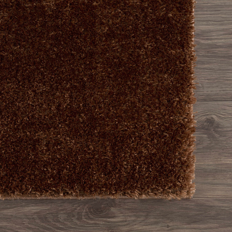 Kronos Performance Brown Plush Pile Area Rug, Rectangle 2' x 3'