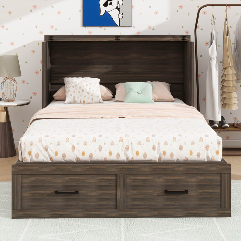 Lit double escamotable de style campagnard avec charge, Blanc