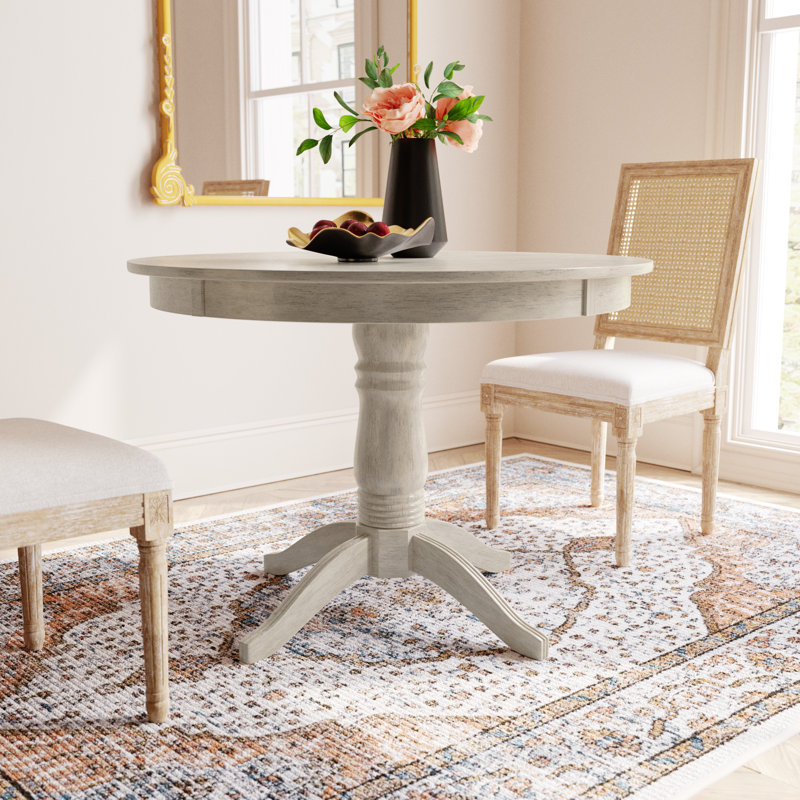 Norita Round Solid Wood Dining Table, Antique White