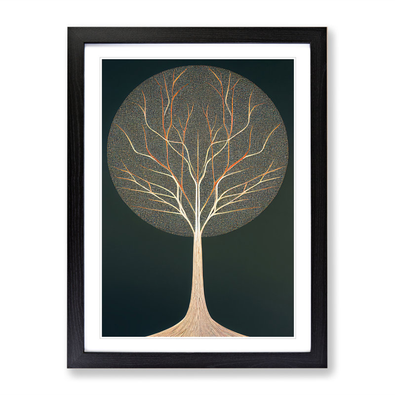 Antique Tree No.2 - Single Picture Frame Print, 34cm H x 25cm W x 2cm D, Black Framed