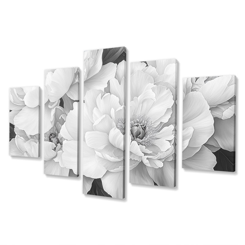 Pivoines en gris classique II - art mural - décoration murale traditionnelle diamant