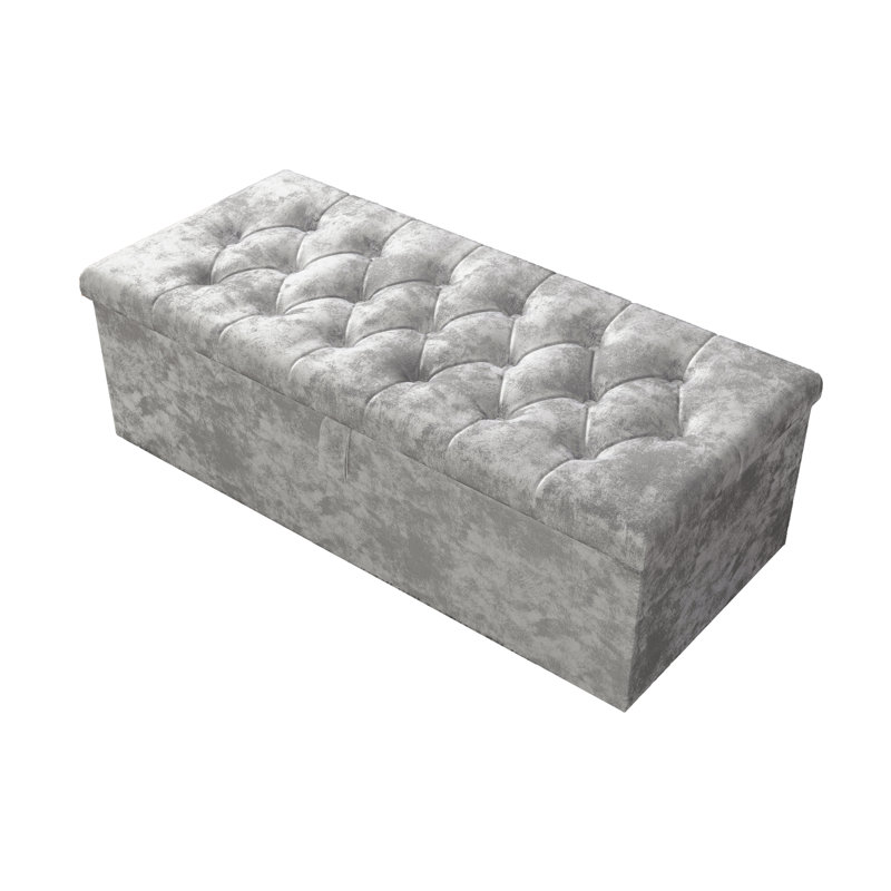 Felica 102cm Wide Tufted Rectangle Storage Ottoman with Hydrolic Arm, Silver