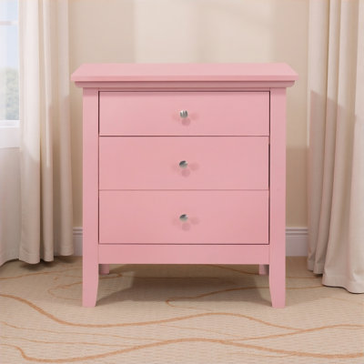 Lausanne Pink 3 Drawers Nightstand