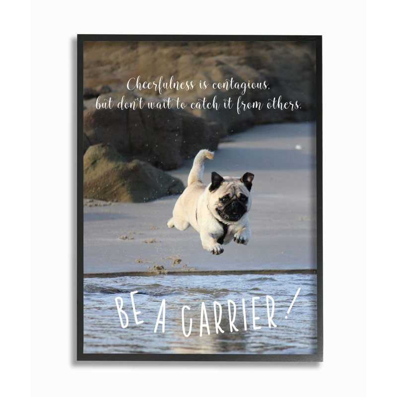Reproduction d’art graphique « be a cheerfulness », chien de compagnie, H 30 po x l 24 po x P 1,5 po