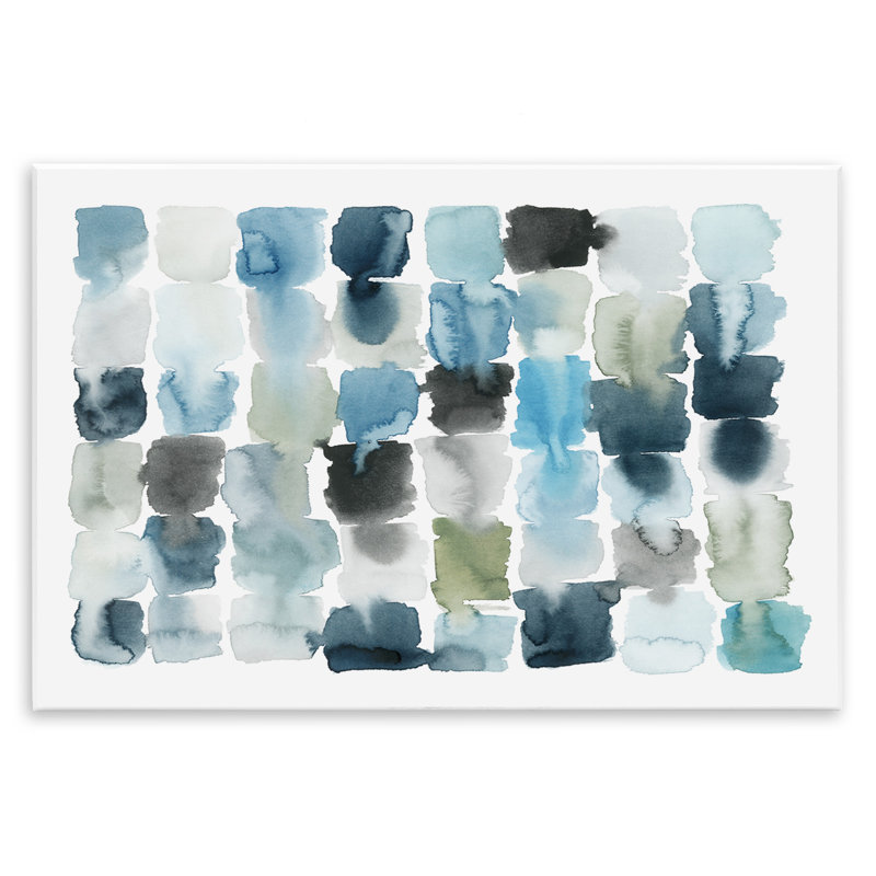 «Ocean Inspired Abstract Tiles Blue Green Watercolor» par Grace Popp, H 10 po x l 15 po