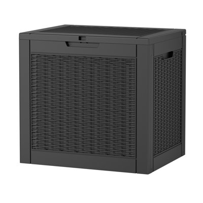 30 Gallon Rattan-style Lockable Deck Box, Water Resistant Resin