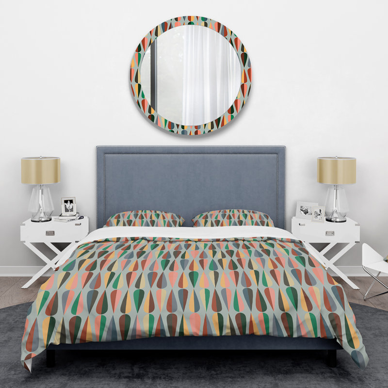 Retro Art Deco - Mid century bedding set - Modern Mid-century Bed cover set, Full/Queen Duvet Cover + 2 Shams