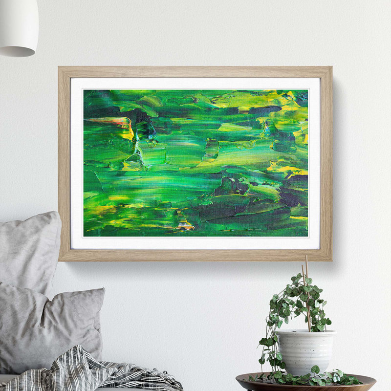 Abstract Art Painting Vol.337 by S.Johnson - Picture Frame Painting Print, 48cm H x 65cm W x 2cm D, Oak Framed