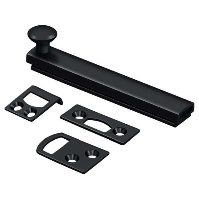 Brass Latch/Catch/Bolt, Painted Black, 1.9375" H x 4" W x 1.5625" D