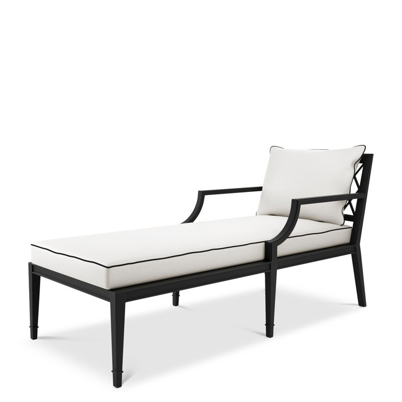 Bella Vista Outdoor Chaise Lounge, Black Frame/White Cushion