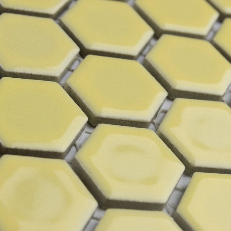 Hudson 1" Hex 11-7/8 " x 13-1/4 " Porcelain Mosaic Floor and Wall Tile, Vintage Yellow