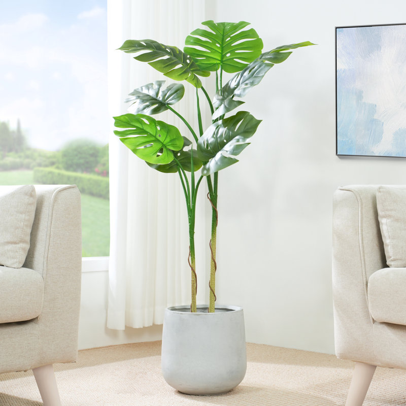Antavis Faux Monstera Tree in Pot, 120cm H  x 30cm W  x 30cm D