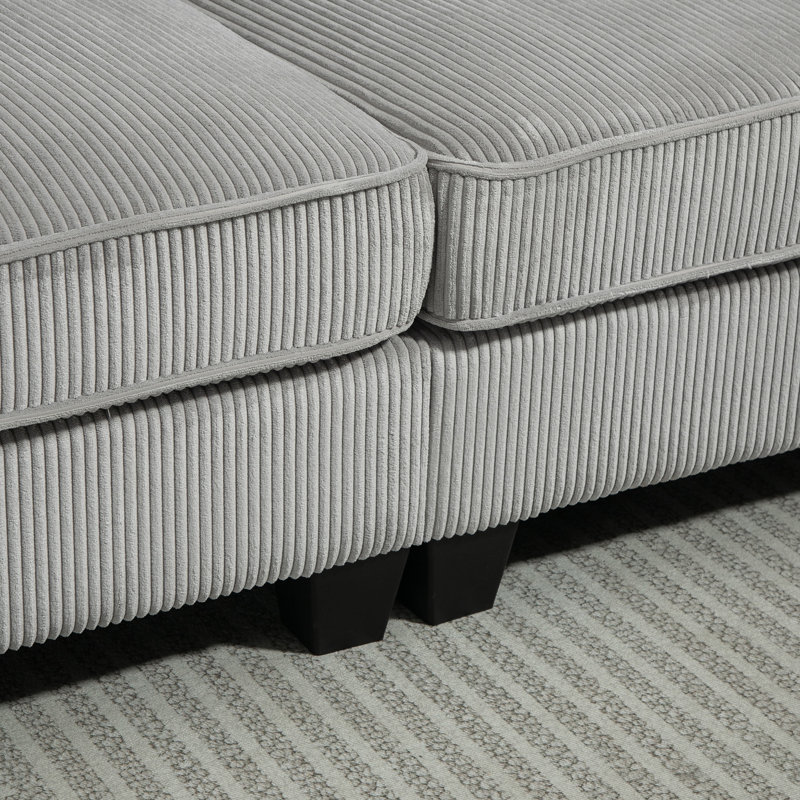 Canapé 3 places avec porte-gobelet à ressorts pour chambre à coucher gris clair