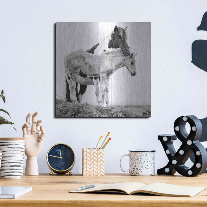 «BandW Horses I» par PH Burchett, H 12 po x l 12 po