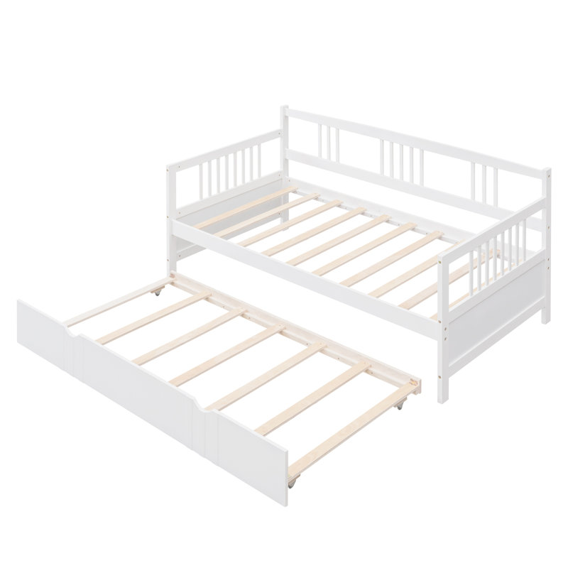 Lit de jour avec lit gigogne, Lit simple, Blanc
