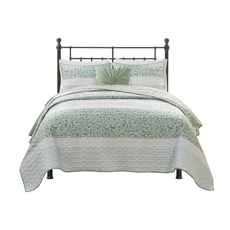 Ensemble de courtepointe 4 pièces avec coussin décoratif King / Cal King, Courtepointe très grand et 3 pièces supplémenta