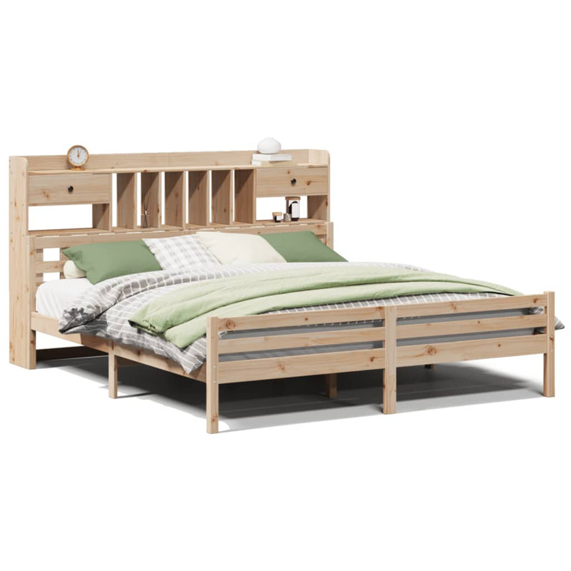 Alpen Home Bookcase Bed Without Mattress Solid Wood Pine, 135 x 190 cm, Natural