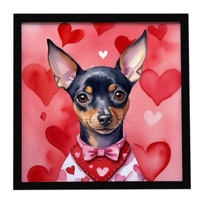 Miniature Pinscher My Valentine Framed Metal Print