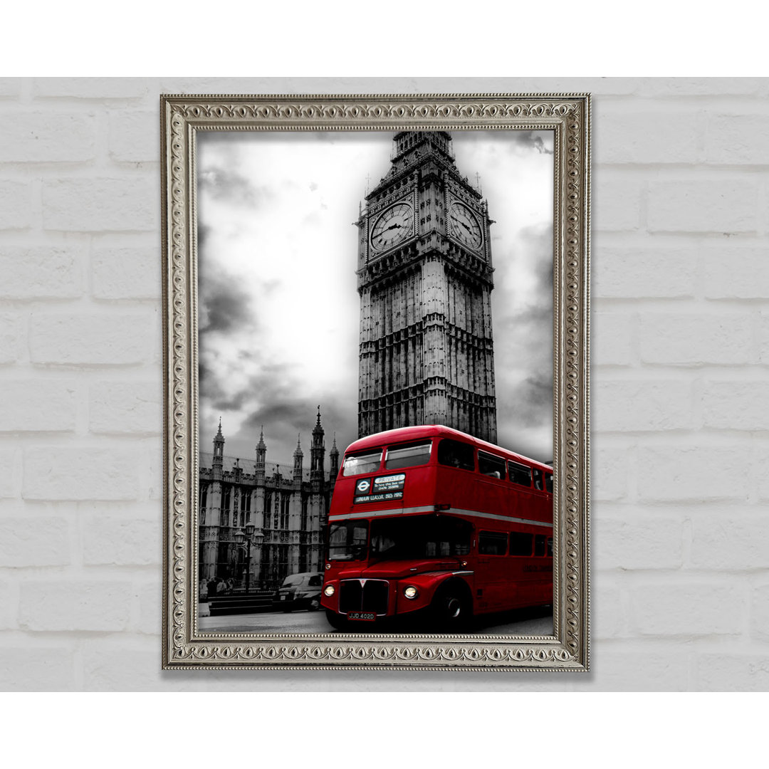 Roter Londoner Bus Big Ben B N W - Einzelner Bilderrahmen Kunstdrucke