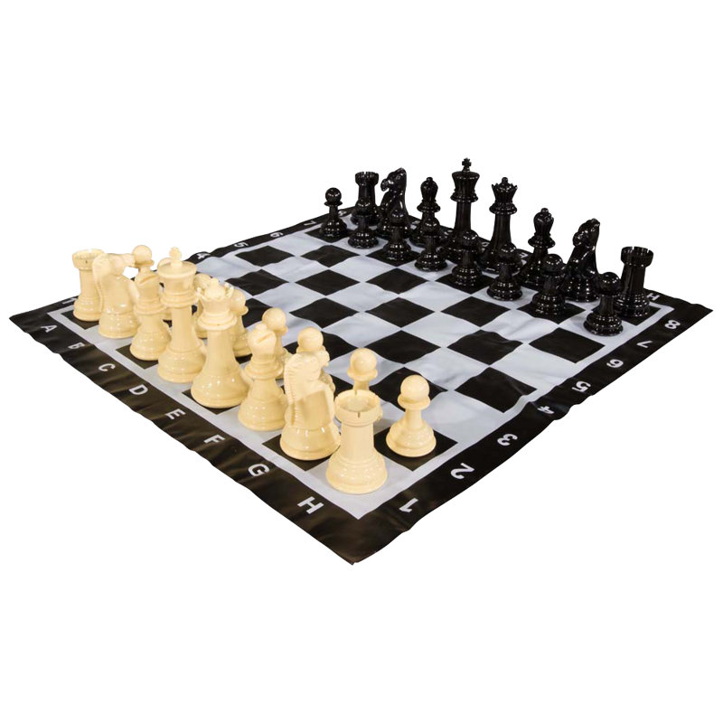 8" Tall Oversized Chess Set with Vinyl Roll-up Board