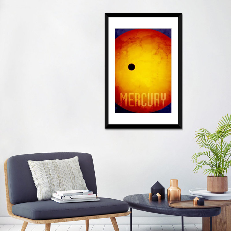 « the planet mercury »-impression sur toile sans cadre Karlskrona, H 24 po x l 16 po x P 1 po, Papier d'art encadré noir