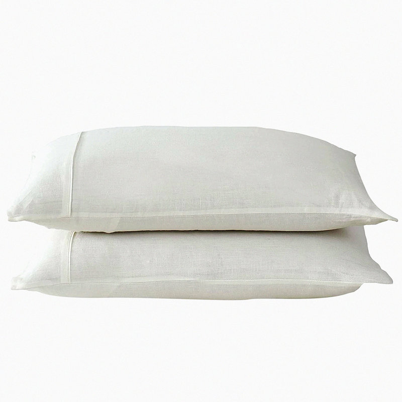 Breathable Flax Pillowcase Set - 100% Natural Linen, Durable Envelope Pillowcases - Queen Size, Washed Textured Bedding, Pack of 2