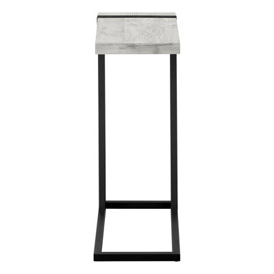 Contemporary Bedroom Accent Table , Grey Laminate Top, Black Metal, 19.59 In X 9.5 25 Side Surface, In.