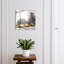 Wall mounted key box, Opens to the left, 30x30x5, Black, Yellow taxis and black and white buildings, 