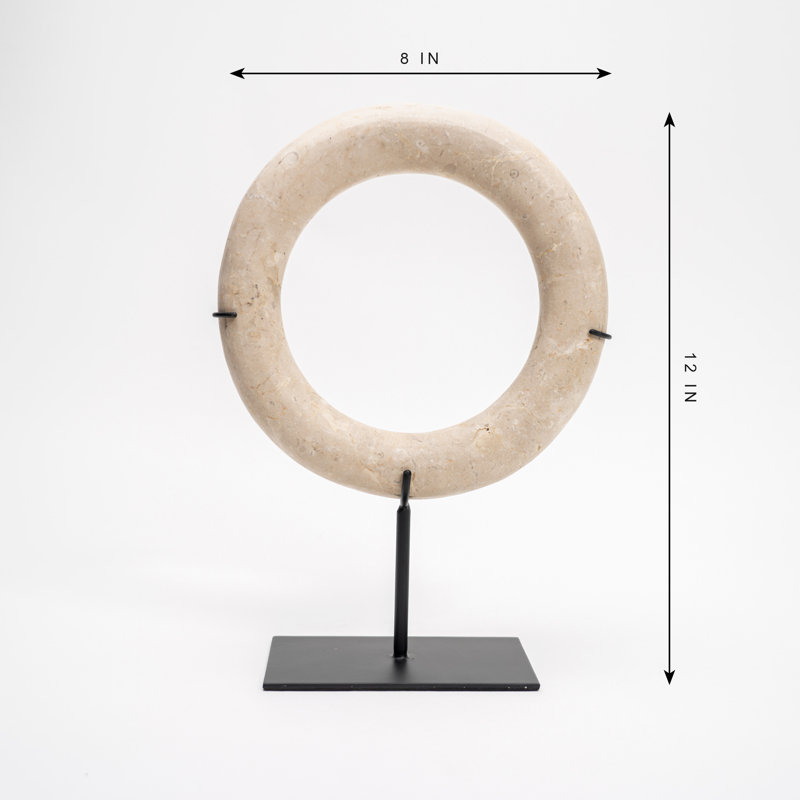 Lily''s Living 8"W Off-White Bali Stone Ring With Stand Statue, Art Figurine Sculpture, Home Décor Collectible