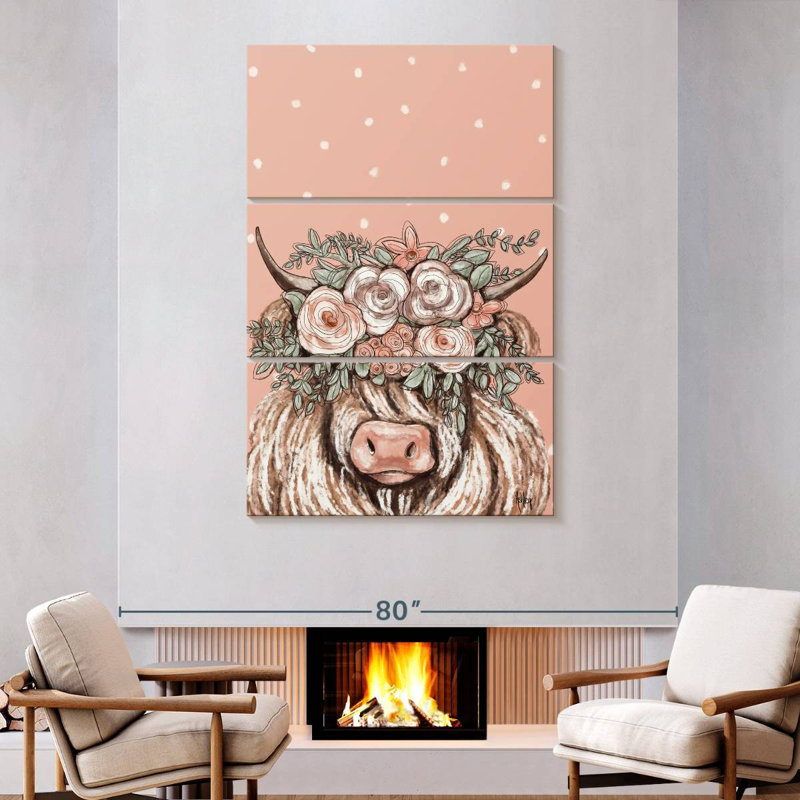 Boho Cow I, 74" H x 48" W