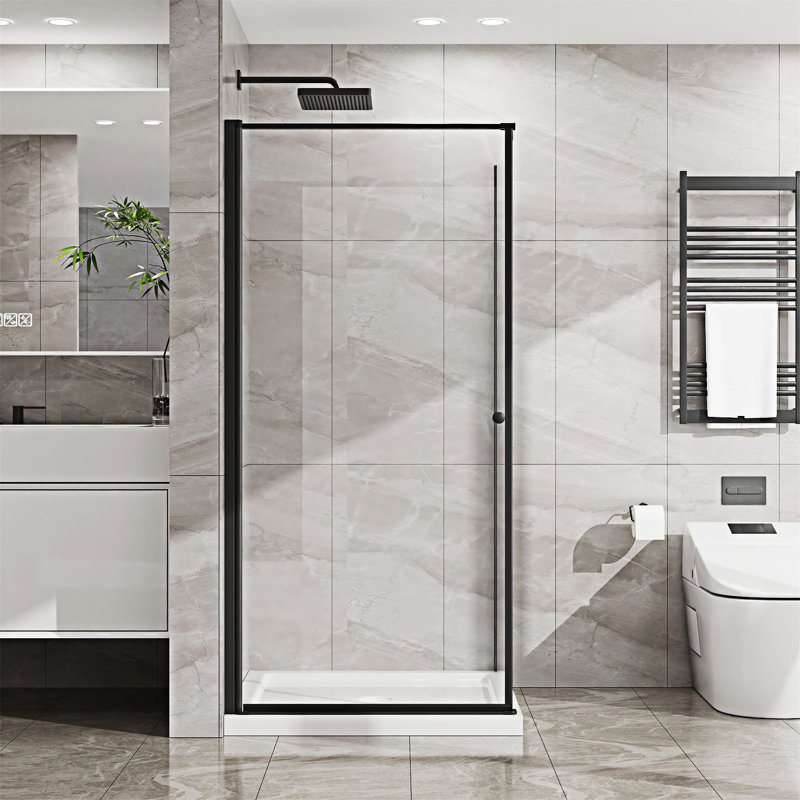 Porte de douche de coin sans cadre