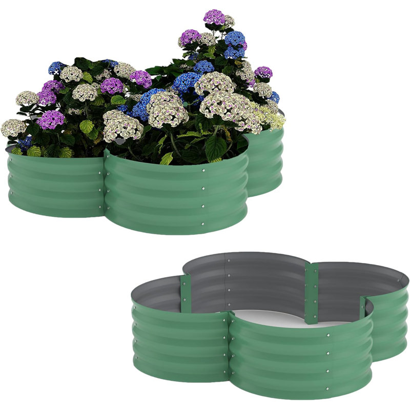 2 Pack Galvanized Raised Garden Bed 4x4x1 ft Outdoor Planter Box with Open Base for Herbs Veggies Flowers  Green, Green