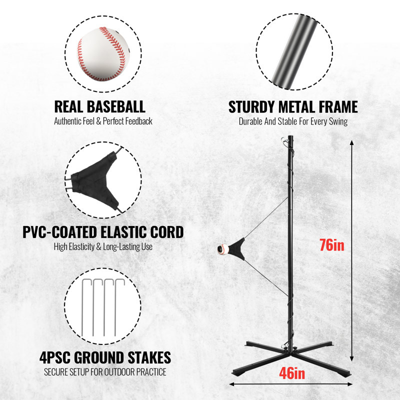 Entraîneur portatif de frappe pour le baseball et la balle molle, Entraîneur de baseball avec réinitialisation automatique