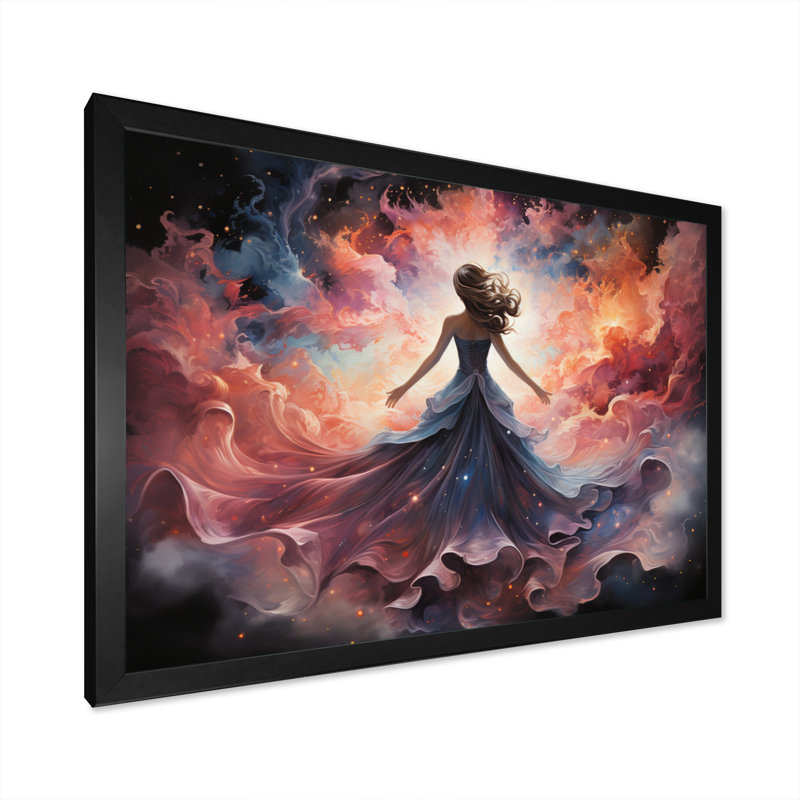 «Marlyin Galaxy Celestial Dance Woman», reproduction, H 24 po x l 32 po x P 1 po, Cadre simple noir