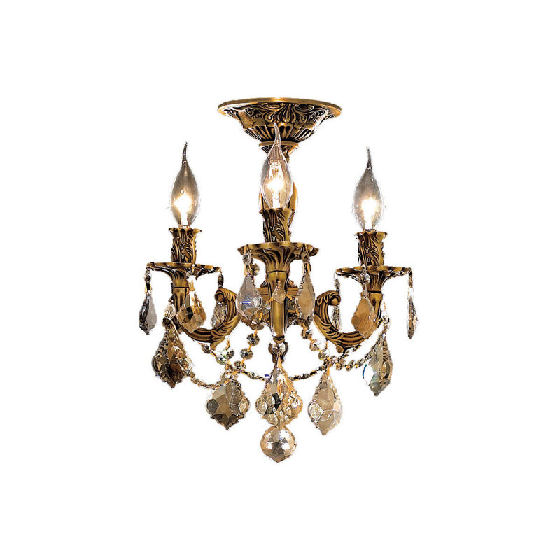 Rosalia Light French Marguerite Royal Cut Crystal, 14" H x 13" W x 13" D, Dark Bronze, 3 Lights