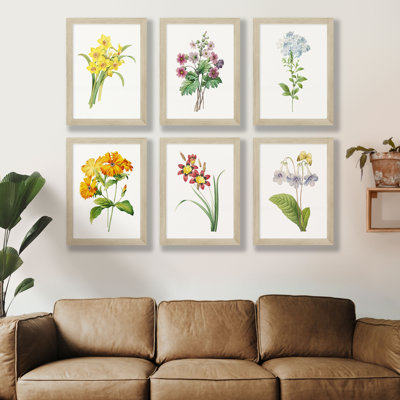 " Vintage Yellow Daffodil Floral " 6 - Pieces