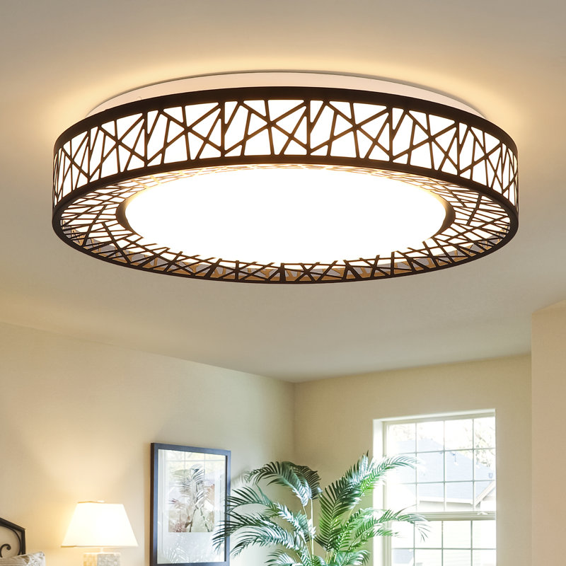Chic Iron Bird's Nest LED Ceiling Light 5-Class Dimmble, Matte Black, 3.5" H x 20" W x 20" D
