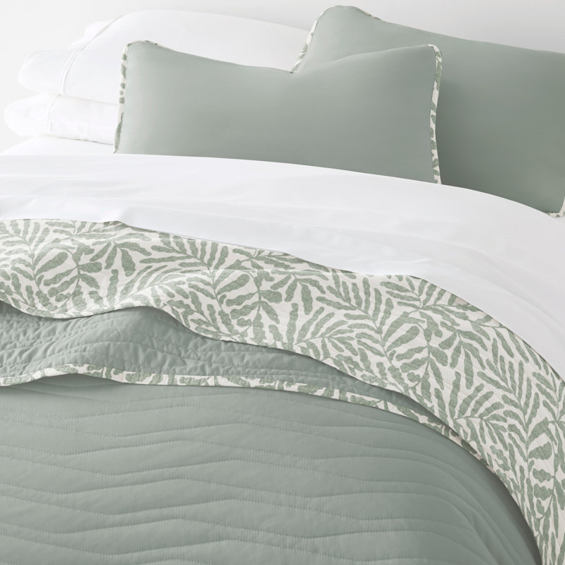 Twin Eucalyptus Reversible Microfiber Quilt Set