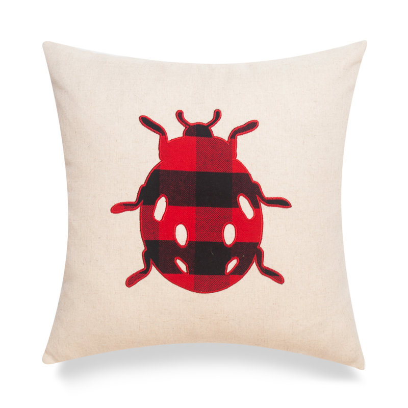  Coussin en patchwork de lin, Noir / rouge, Plumes