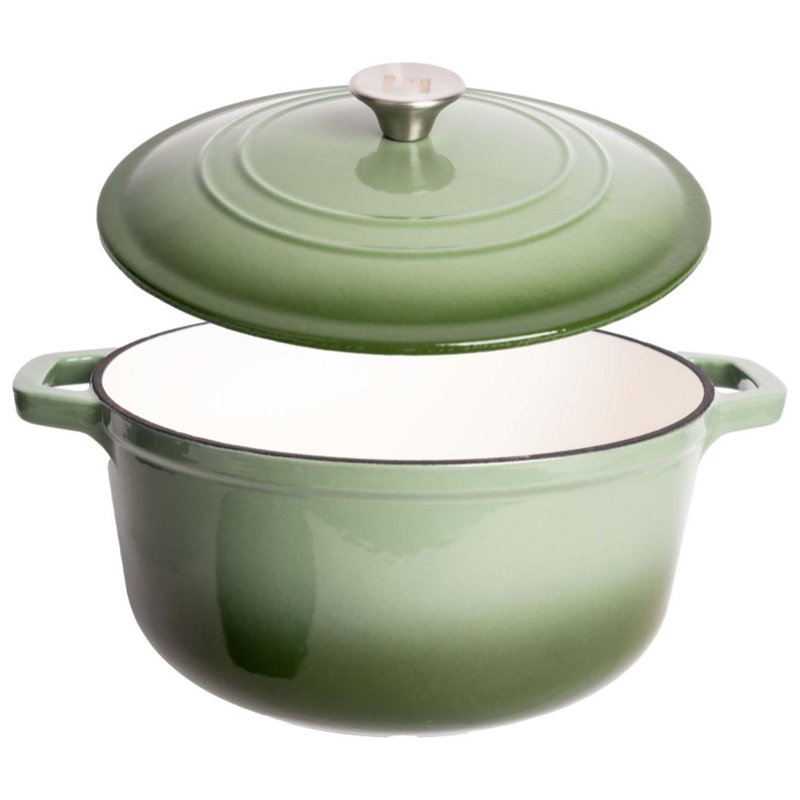 Cocotte ronde en fonte émaillée Lexi Home, 6 pintes, Vert