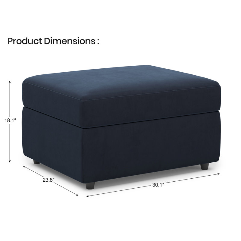 Rafael Storage Ottoman Module For Sofa Set As A Seat And Low Table, Blue Velvet