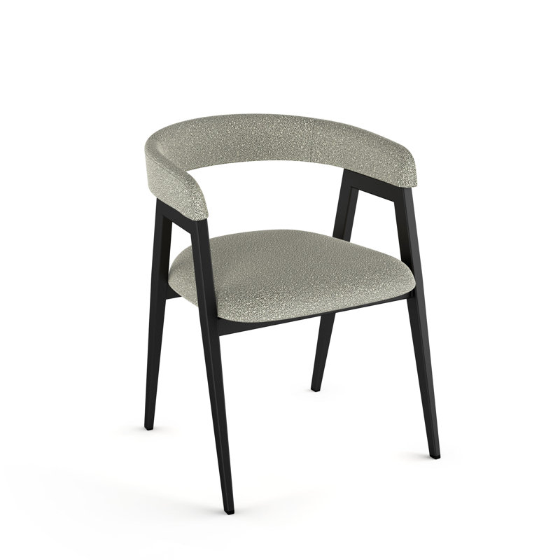 Chaise avec accoudoirs Evelio, Beige clair / gris, Noir